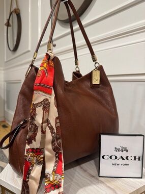 Coach Madison Phoebe Brown Leather Shoulder Bag